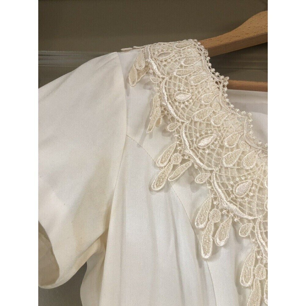 Scarlett VintageIvory Lace Maxi Prairie Boho Cottage Core Cream Dress Nightgown - Picture 5 of 11